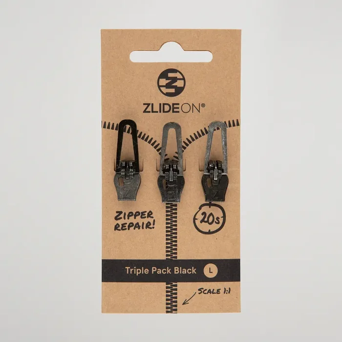 3-Pack Zippers Black L