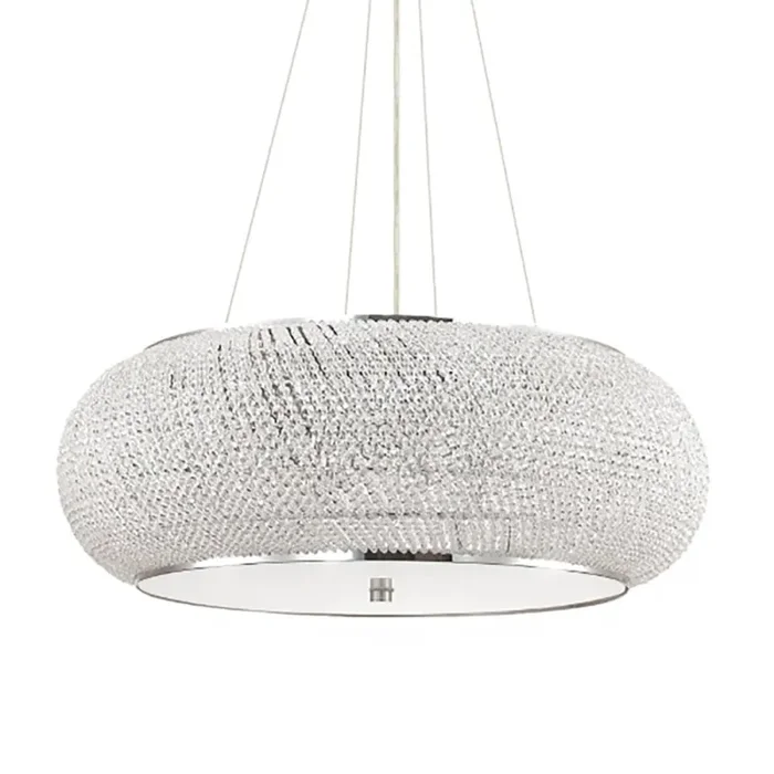 Acquista Ora Plafoniera moderna Ideal Lux PASHA SP14 164977 E14 LED CROMO perle cristallo