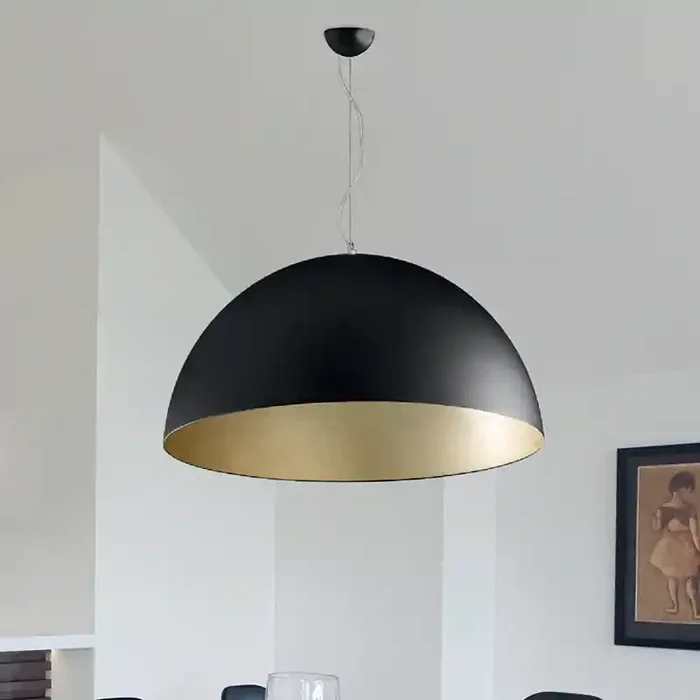 Affare PADANA LAMPADARI Sospensione a cupola ROMA con finitura nera e oro- D. 80 cm
