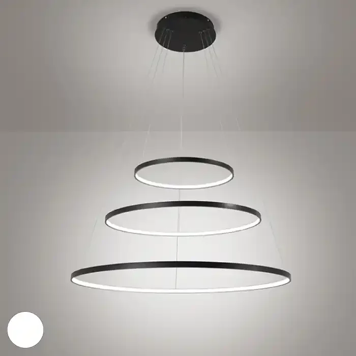 AFFRALUX MORELIGHT ALURING Sospensione in alluminio e metallo nero Promozione