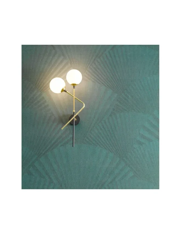 Applique 2 Luci Lato Sinistro Galassia Design Sfera Vetro Bianco Stilnovo 9558 Fatto A Mano