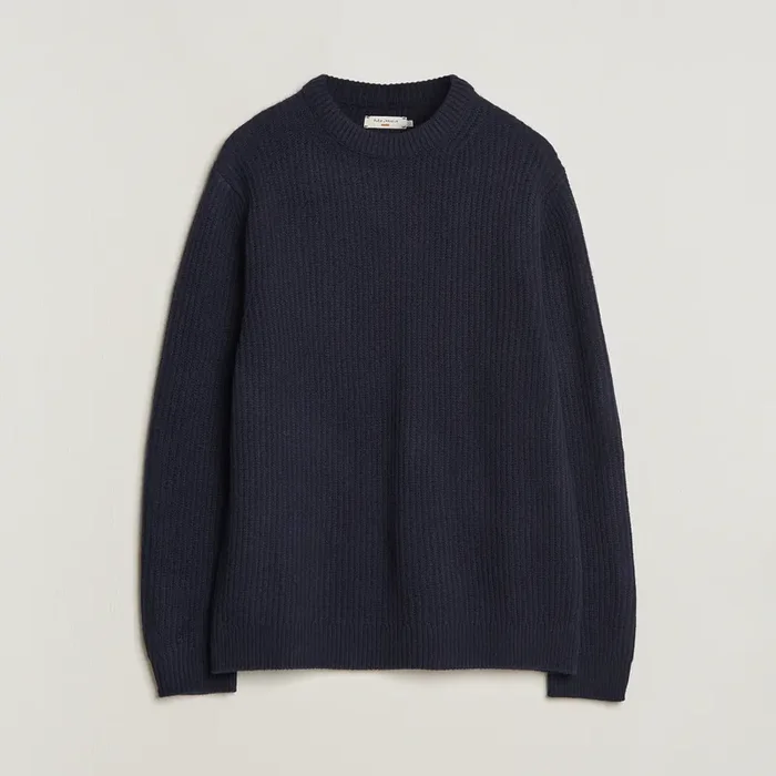 August Wool Rib Knitted Sweater Navy