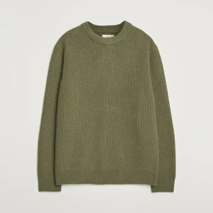 August Wool Rib Knitted Sweater Olive