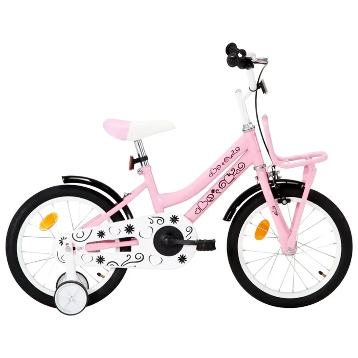 Bici per Bambini con Trasportino Frontale 16” Bianca e Rosa