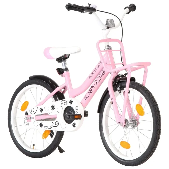 Bici per Bambini con Trasportino Frontale 18” Rosa e Nera