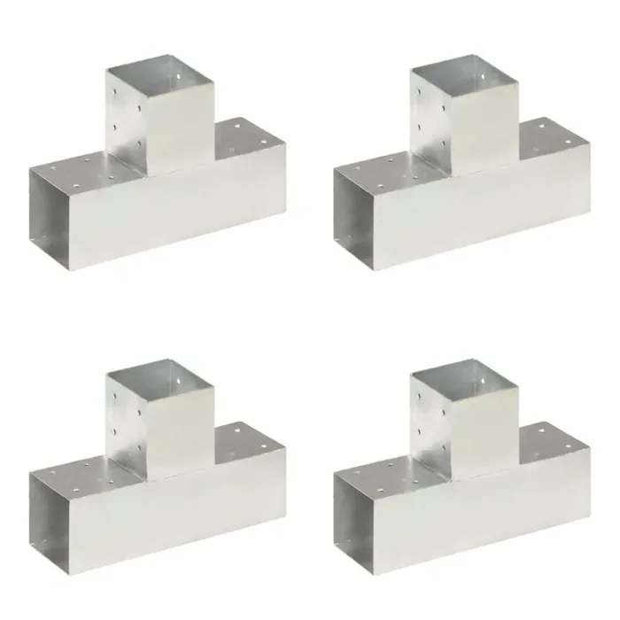 Connettori per Pali a Forma di T 4 pz Metallo Zincato 91×91 mm
