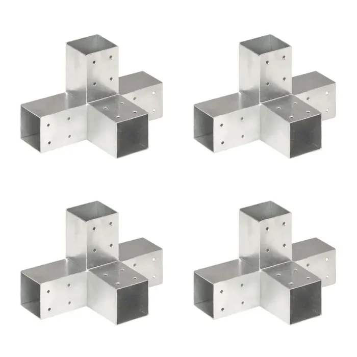 Connettori per Pali a Forma di X 4 pz in Metallo Zincato 71×71 mm