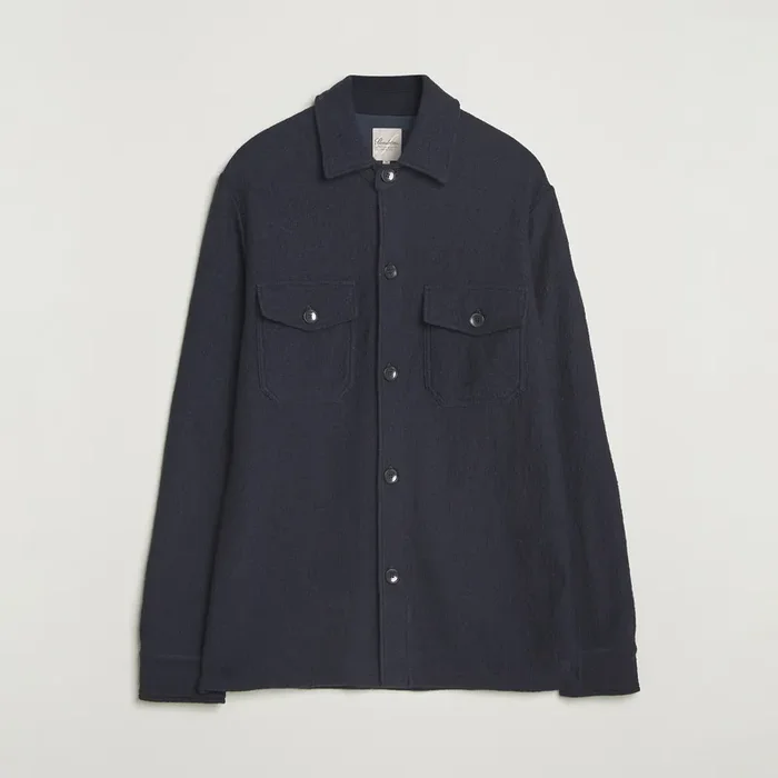 Felted Wool Overshirt Navy
