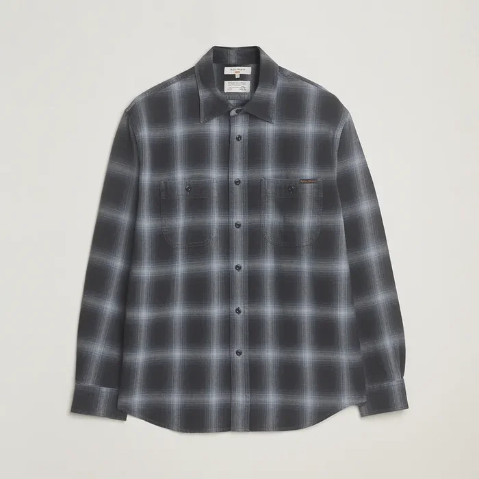 Julian Worker Checked Shirt Black