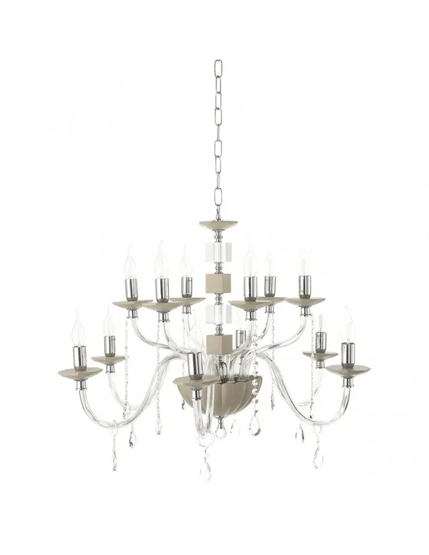 Offerta Lampo Lampadario 12 Luci Vetro e Cristallo Livia Ondaluce Ciciriello