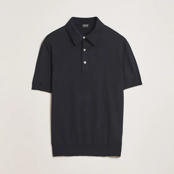 Premium Cotton Knitted Polo Navy