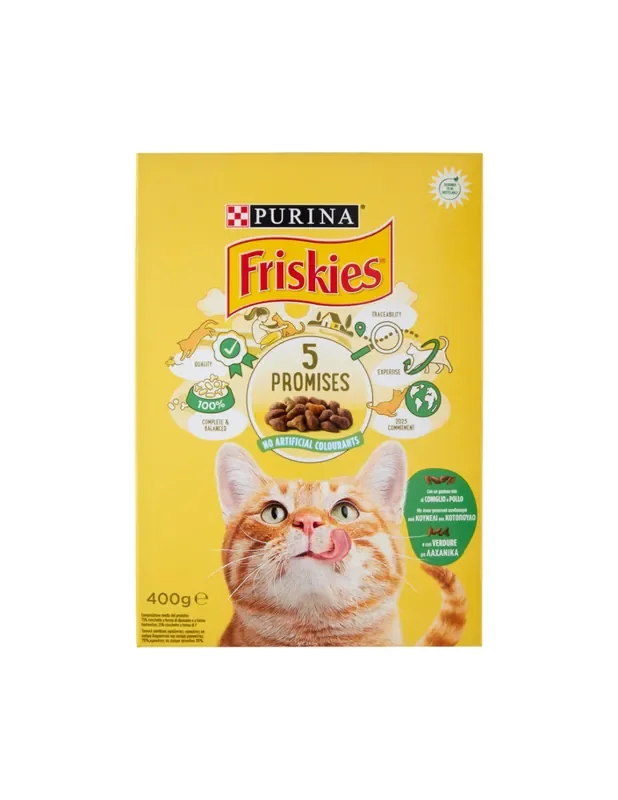 Purina Friskies Adult Cibo Secco per Gatti con Coniglio Pollo e Verdure 400 g