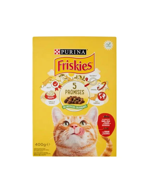 Purina Friskies Adult Cibo Secco per Gatti con Manzo Pollo e Verdure 400 g
