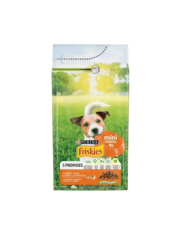 Purina Friskies Mini Menù Cibo Secco per Cani di Piccola Taglia con Pollo e Verdure 1,5 Kg