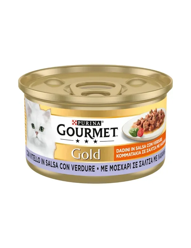 Purina Gourmet Gold Cibo Umido per Gatti Dadini con Vitello in Salsa con Verdure 85 g