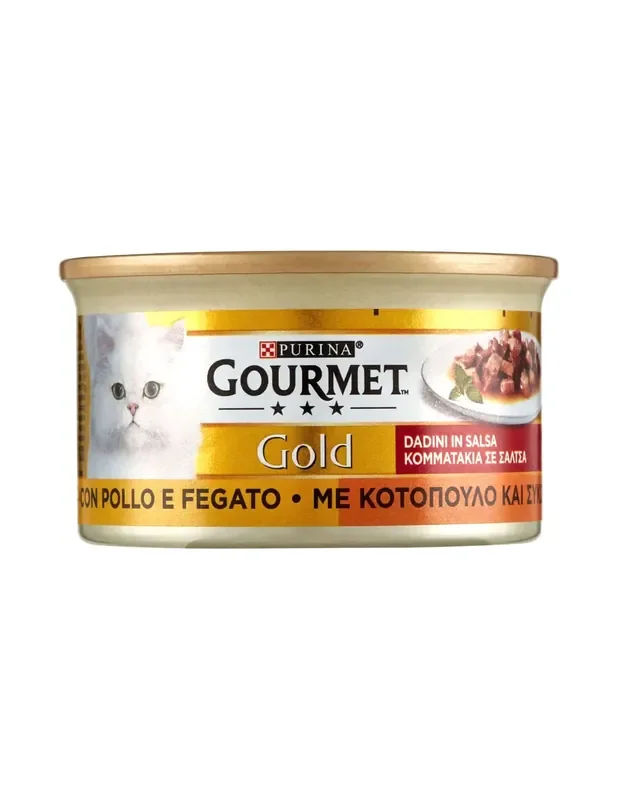 Purina Gourmet Gold Cibo Umido per Gatti Dadini in Salsa con Pollo e Fegato 85 g