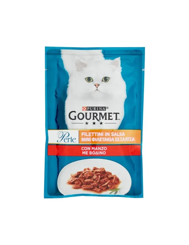 Purina Gourmet Perle Cibo Umido per Gatti Filetti in Salsa con Manzo 85 g
