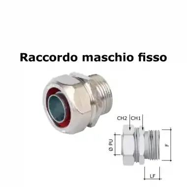 RACCORDO MASCHIO FISSO PER GUAINA ARMATA TUBI FLESSIBILI — PG 11 — 6014-09 – COSMEC 6014/1011