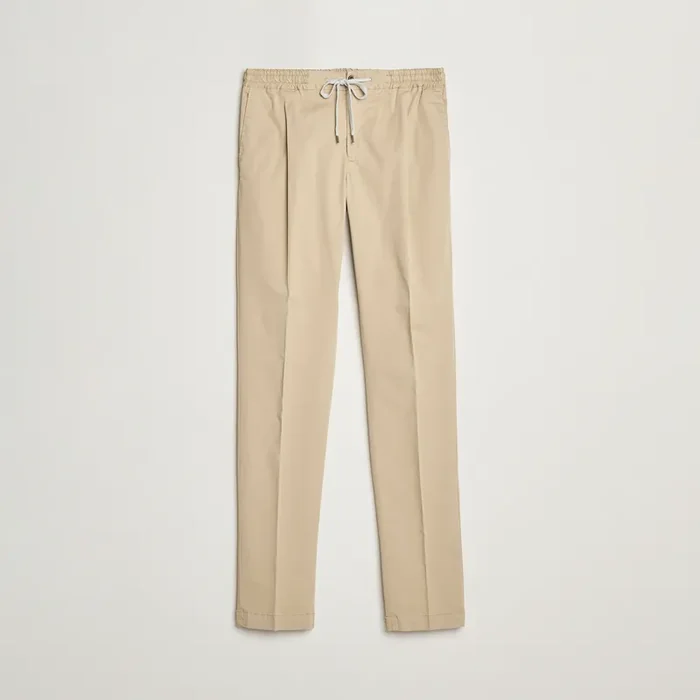 Soft Cotton/Stretch Drawstring Pants Beige