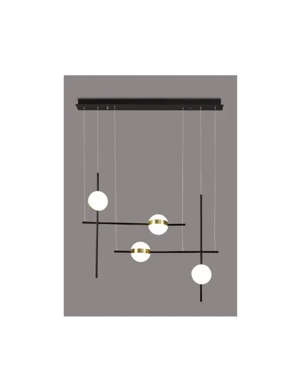 Sospensione Led Vintage Regolabile Cuba Nero Oro 4 Sfere Bianche Mantra 7160 Prezzo Di Fabbrica