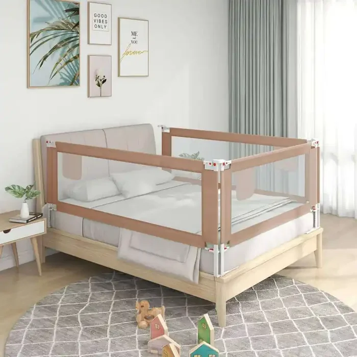 Sponda Letto di Sicurezza per Bambini Tortora 190×25 cm Tessuto
