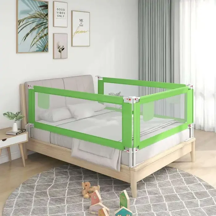 Sponda Letto di Sicurezza per Bambini Verde 180×25 cm Tessuto