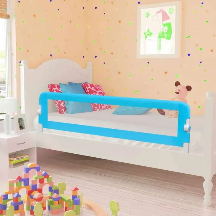Sponde Letto per la Sicurezza dei Bambini 2 pz Blu 150×42 cm