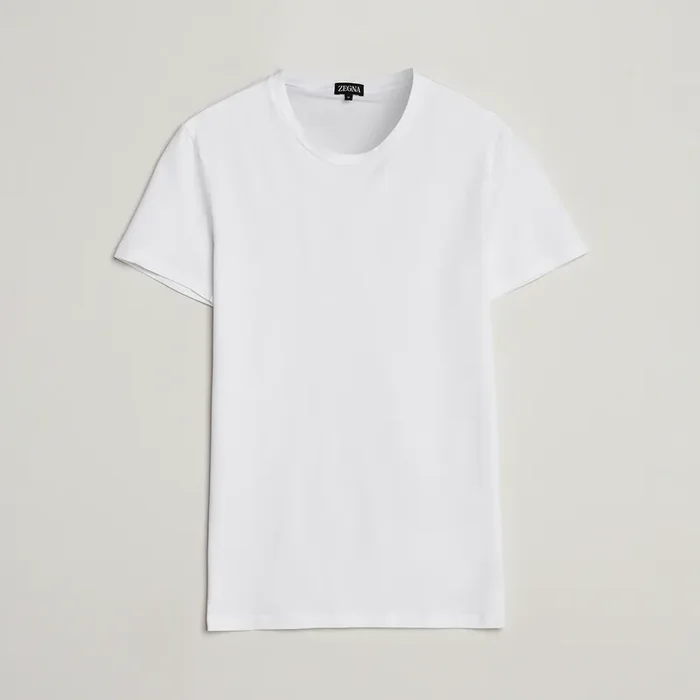 Stretch Cotton Round Neck T-Shirt White