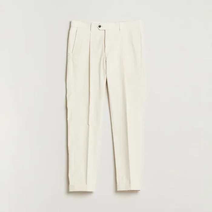Tenuta Pleated Corduroy Trousers Light Ivory