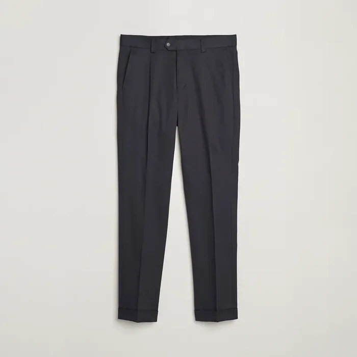 Tenuta Pleated Cotton Trousers Light Ink